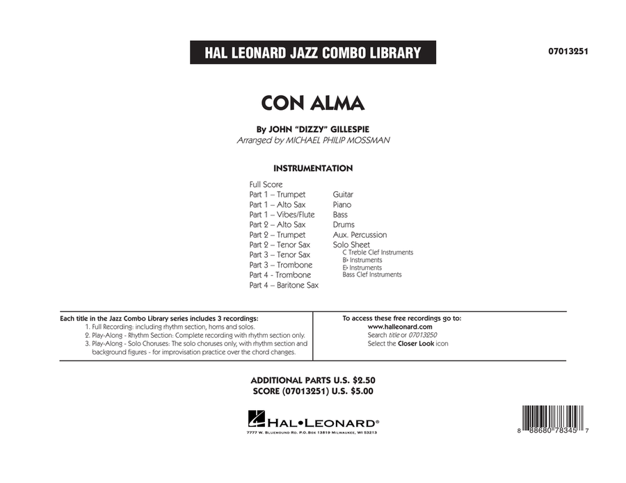 Con Alma (arr. Michael Mossman) - Conductor Score (Full Score) Jazz Ensemble scores gallery preview page 1