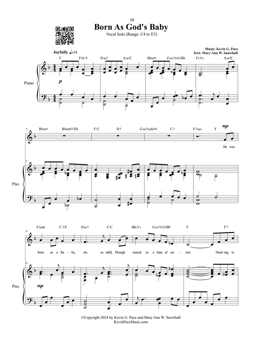 Born As God's Baby, a sacred Christmas vocal solo Voice Solo scores gallery preview page 2