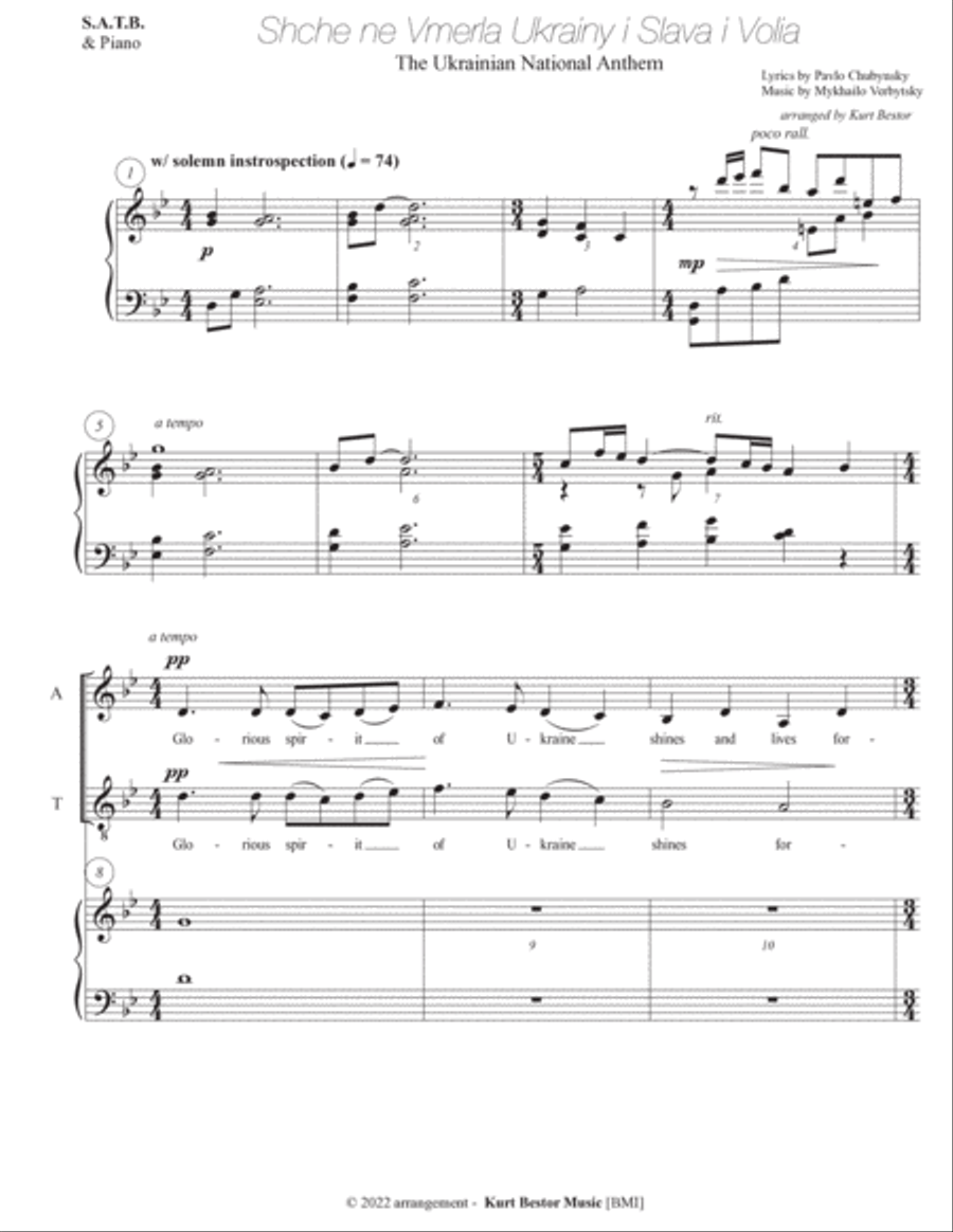 Ukrainian National Anthem 4-Part scores gallery preview page 3