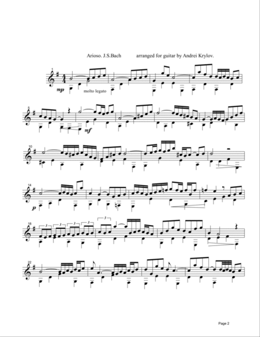 8 favorite pieces by J.S.Bach. Jesu Joy, Arioso, Sheep may safely graze, Sleepers awake etc. arrange Classical Guitar scores gallery preview page 4