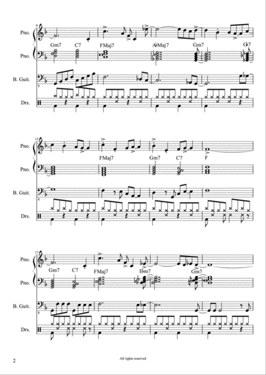WALKING IN THE OLD TOWN (FOR TRIO) Jazz Ensemble scores gallery preview page 3