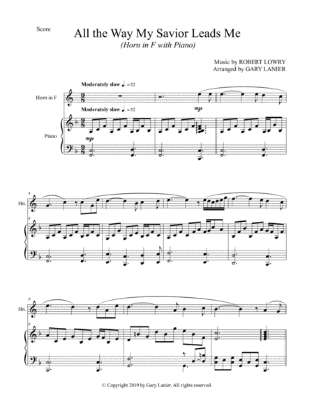 ALL THE WAY MY SAVIOR LEADS ME (Horn in F with Piano - Score & Part included) image number null