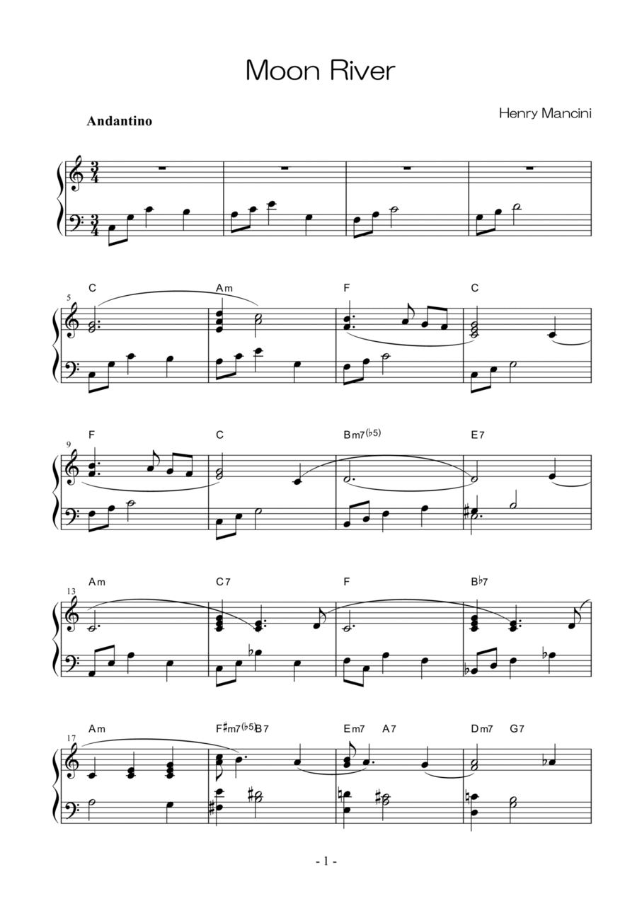 Moon River Moon River Easy Piano scores gallery preview page 1