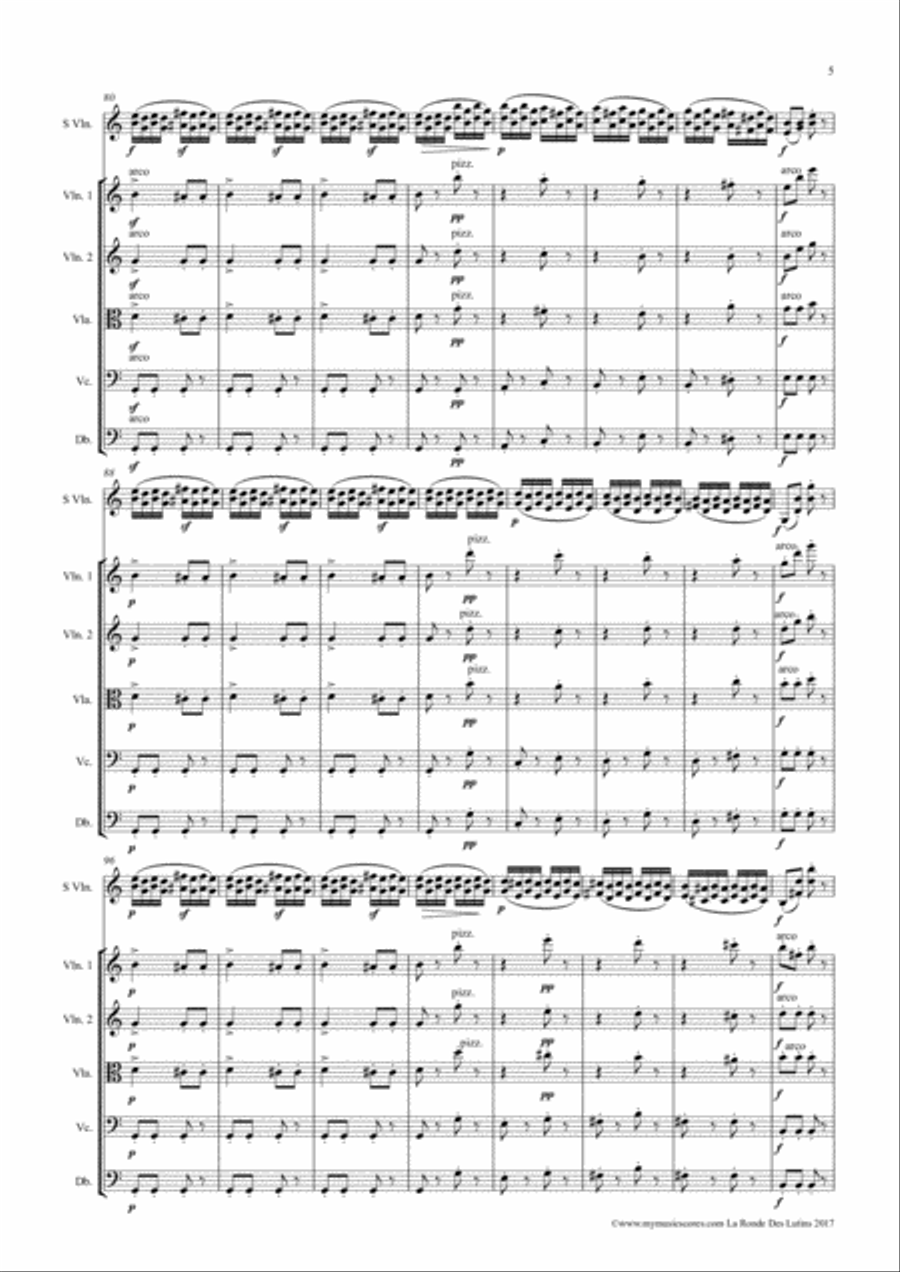 Bazzini La Ronde des Lutins Op. 25 for Violin and String Orchestra String Orchestra scores gallery preview page 6
