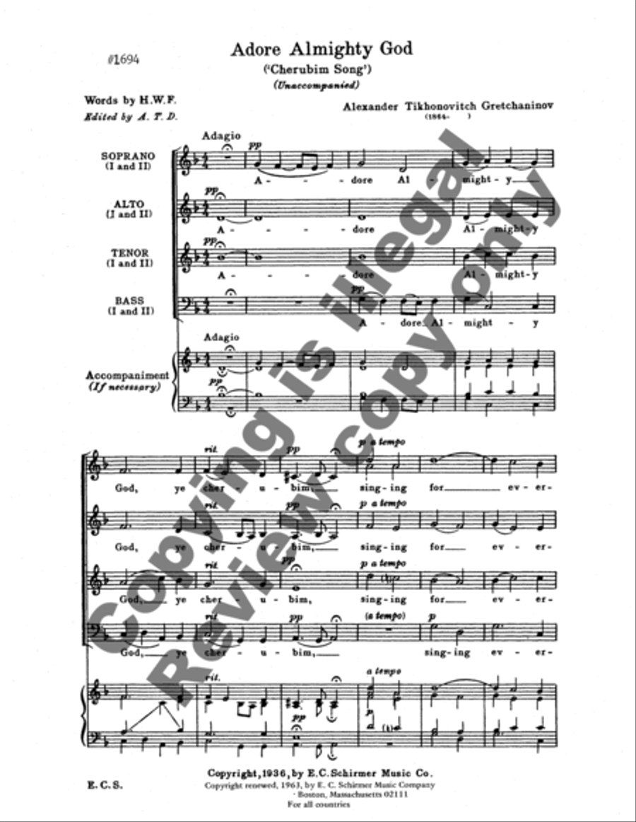 Adore Almighty God (Cherubim Song) Divisi scores gallery preview page 7