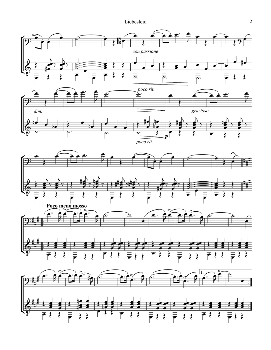 Liebesleid for cello and guitar Liebesleid for cello and guitar String Duet scores gallery preview page 2