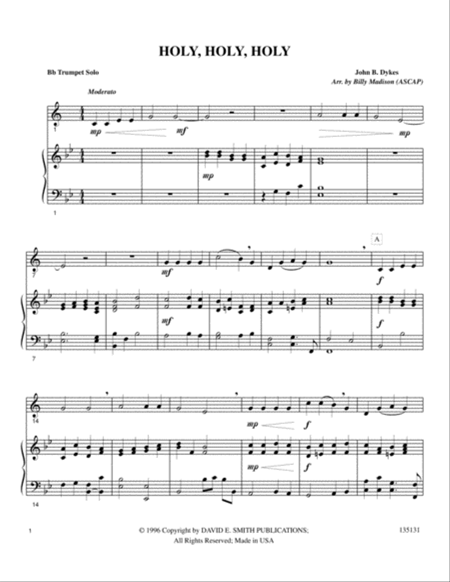 Holy, Holy, Holy Holy, Holy, Holy Trumpet Solo scores gallery preview page 1