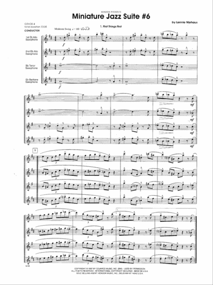 Miniature Jazz Suite #6, Four Movements Saxophone Quartet scores gallery preview page 2