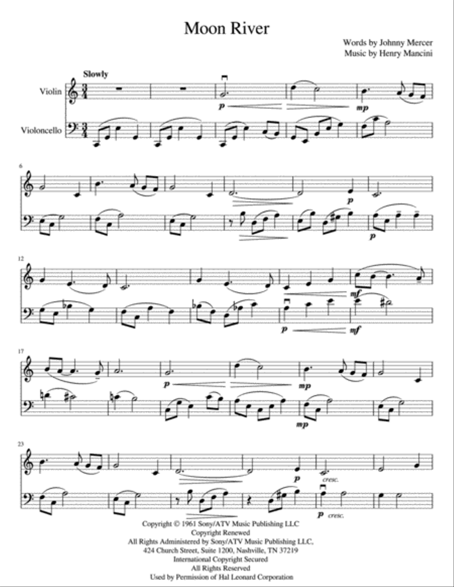 Moon River Moon River String Duet scores gallery preview page 2