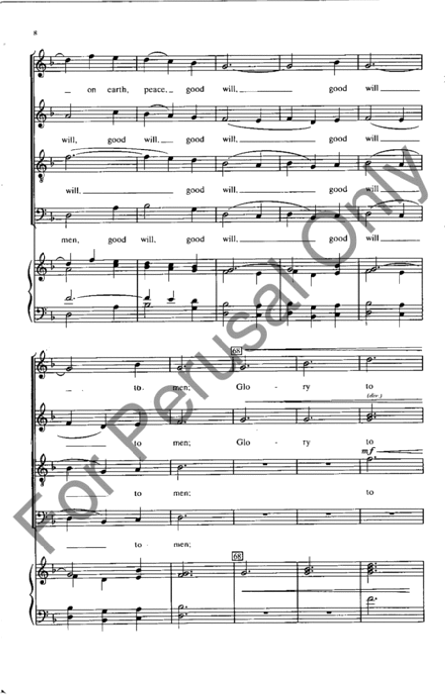 Calm On The List'ning Ear Of Night 4-Part scores gallery preview page 8