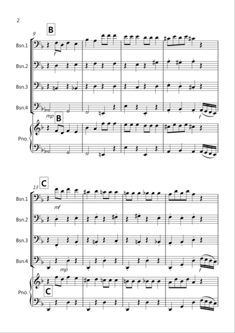 Dance of the Sugar Plum Fairy (fantasia from Nutcracker) for Bassoon Quartet Bassoon Quartet scores gallery preview page 2