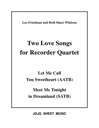 Book cover for Sweetheart and Dreamland for Recorder Quartet