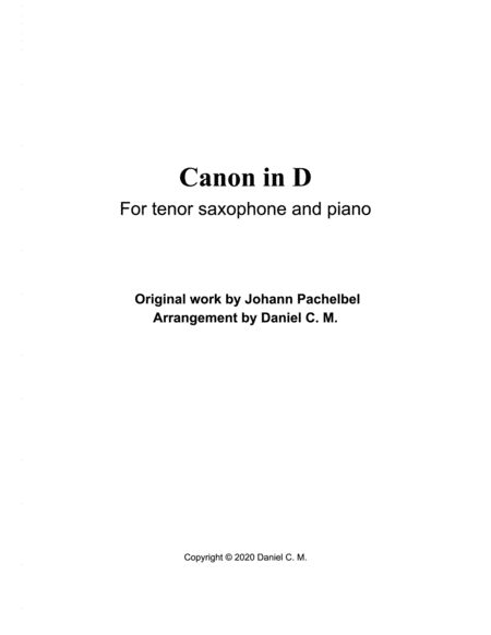 Canon in D for tenor saxophone and piano image number null
