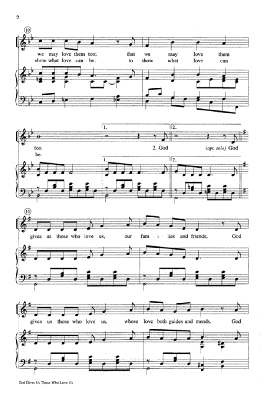 God Gives Us Those Who Love Us Unison Choir scores gallery preview page 2