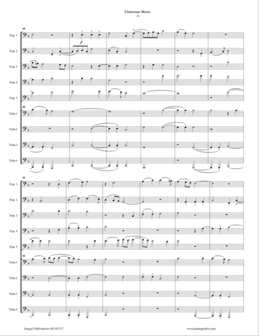 Mouton: Christmas Motet for Tuba/Euphonium Choir Choir scores gallery preview page 6