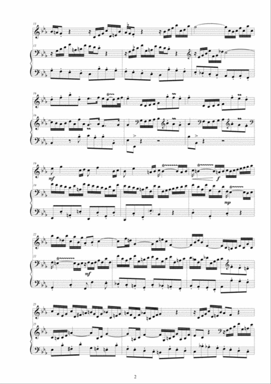 Bach - Violin Sonata No.2 in C minor BWV 526 for Violin and Harpsichord (or Piano) String Duet scores gallery preview page 2