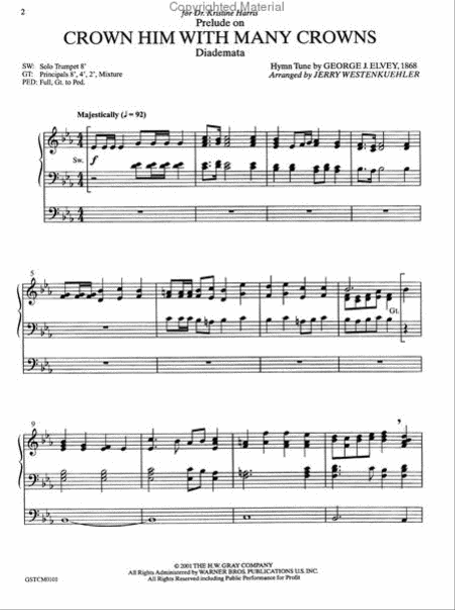 Prelude on Crown Him with Many Crowns (Diademata) Organ scores gallery preview page 2
