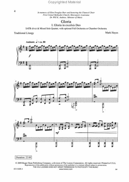 Gloria - Performance CD/SATB Score Combination