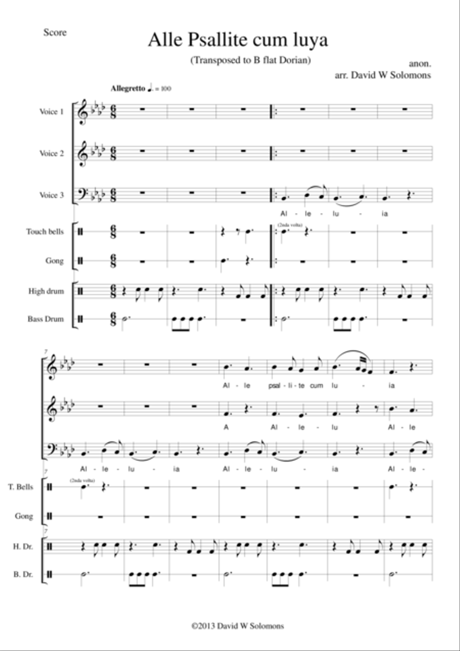 Alle Psallite for 3 voices and percussion 3-Part scores gallery preview page 1