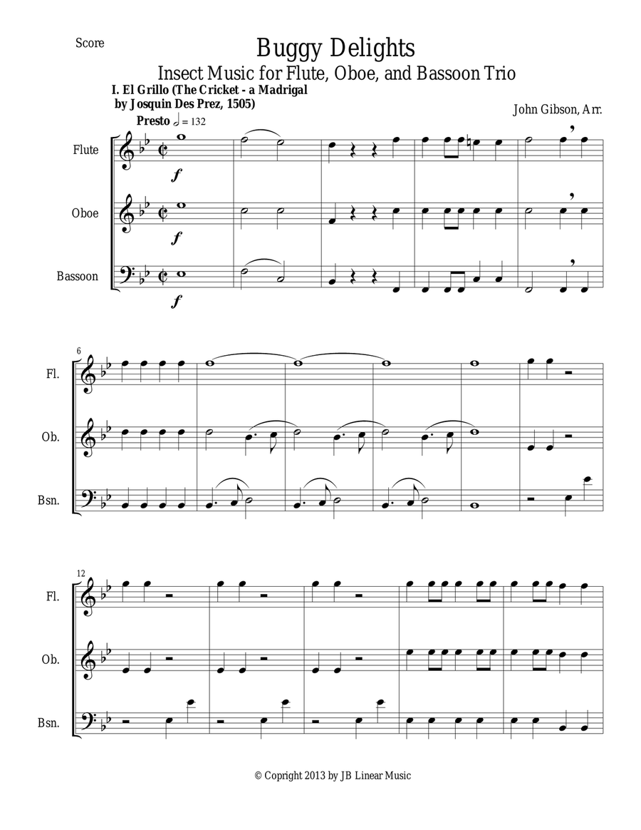 Buggy Delights for Flute, Oboe, and Bassoon Trio Woodwind Trio scores gallery preview page 1