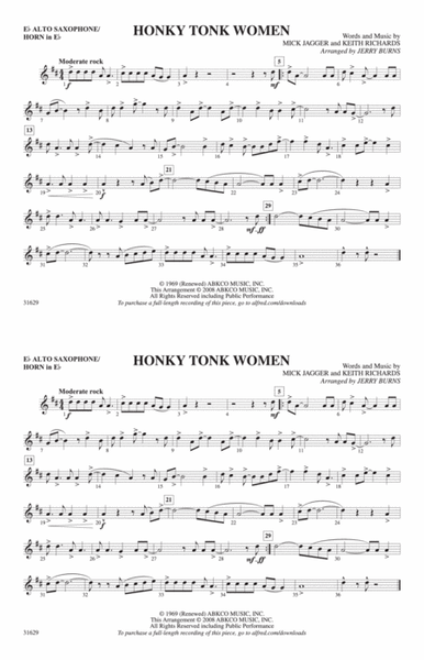 Honky Tonk Women: E-flat Alto Saxophone