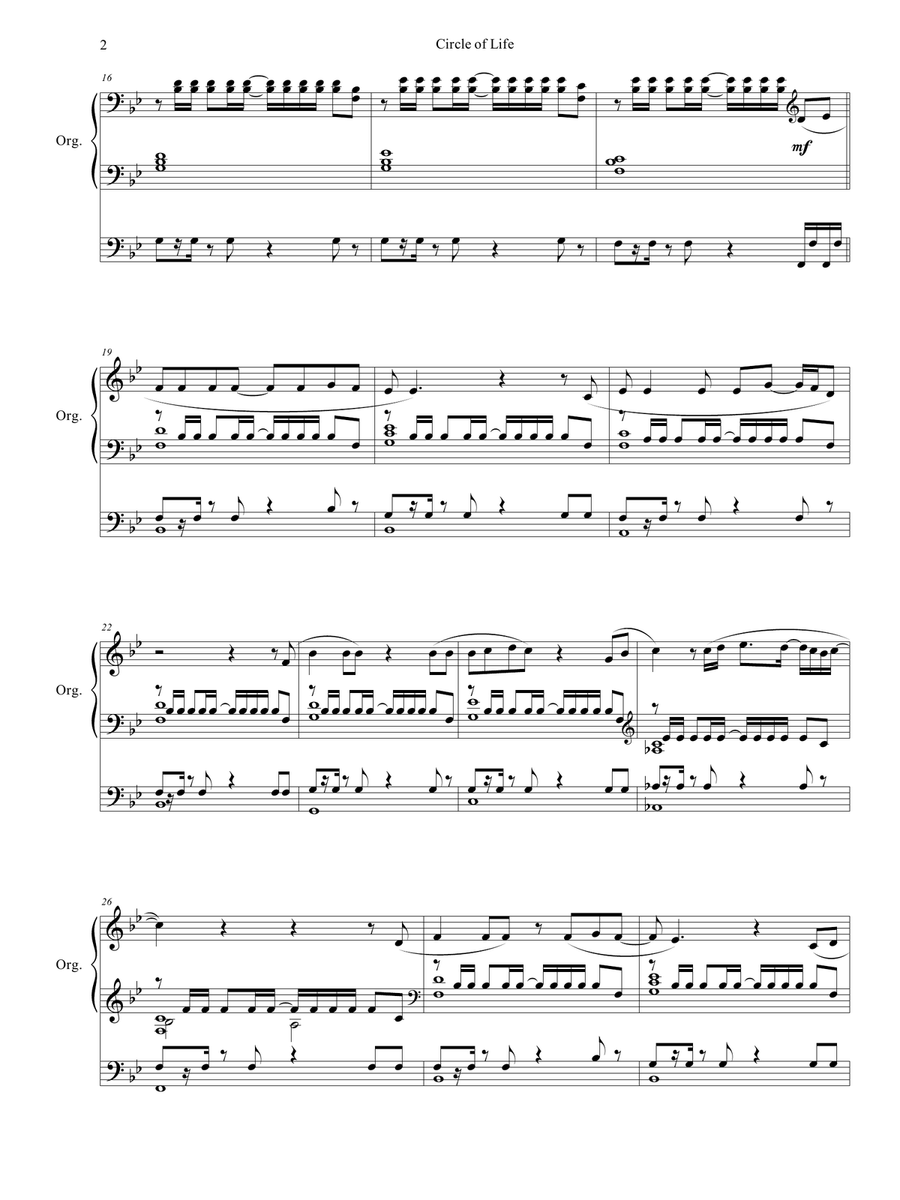 Circle Of Life Organ Solo scores gallery preview page 3