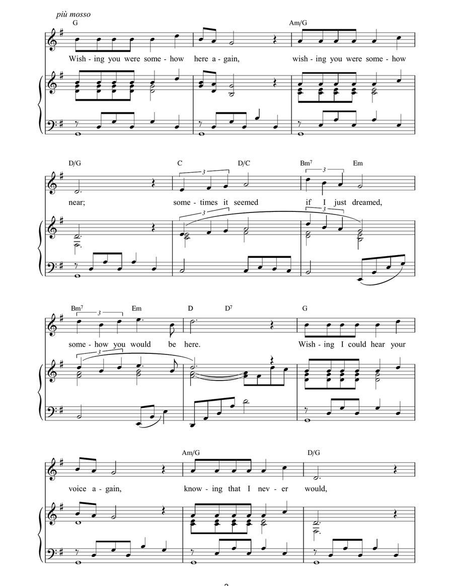 Wishing You Were Somehow Here Again (from The Phantom Of The Opera) Piano, Vocal, Guitar scores gallery preview page 2