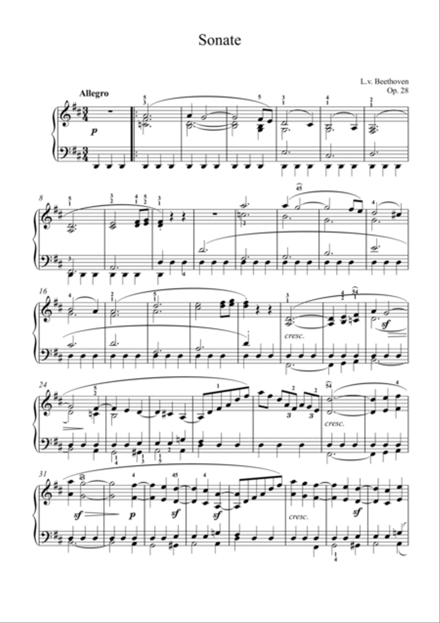 Beethoven-Piano Sonata No.15 in D major, Op.28 (Pastoral) Small Ensemble scores gallery preview page 2