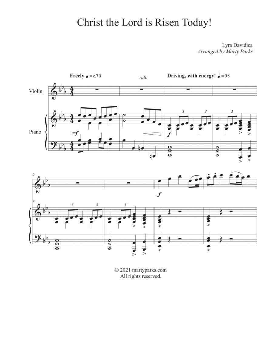 Christ the Lord is Risen Today! (Violin-Piano) Violin Solo scores gallery preview page 1