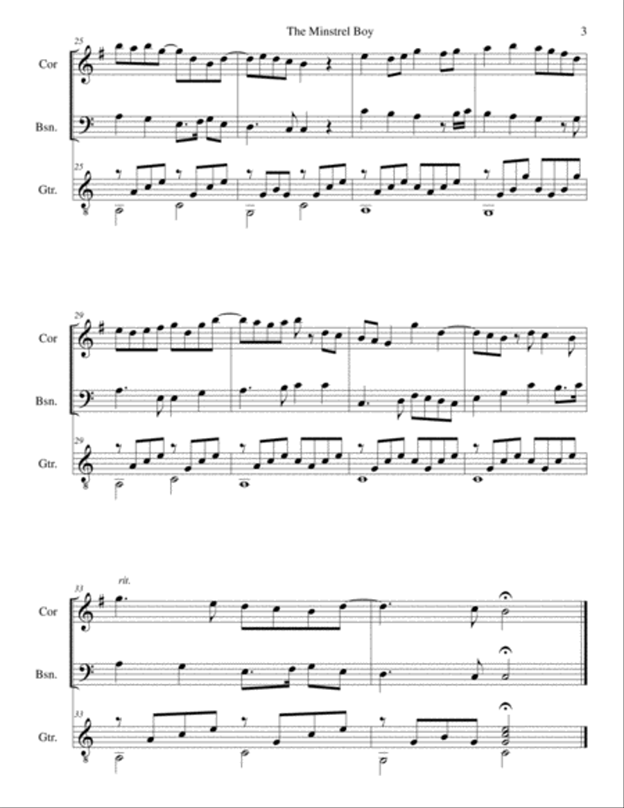 The Minstrel Boy (The Moreen) for cor anglais, bassoon and guitar English Horn scores gallery preview page 3
