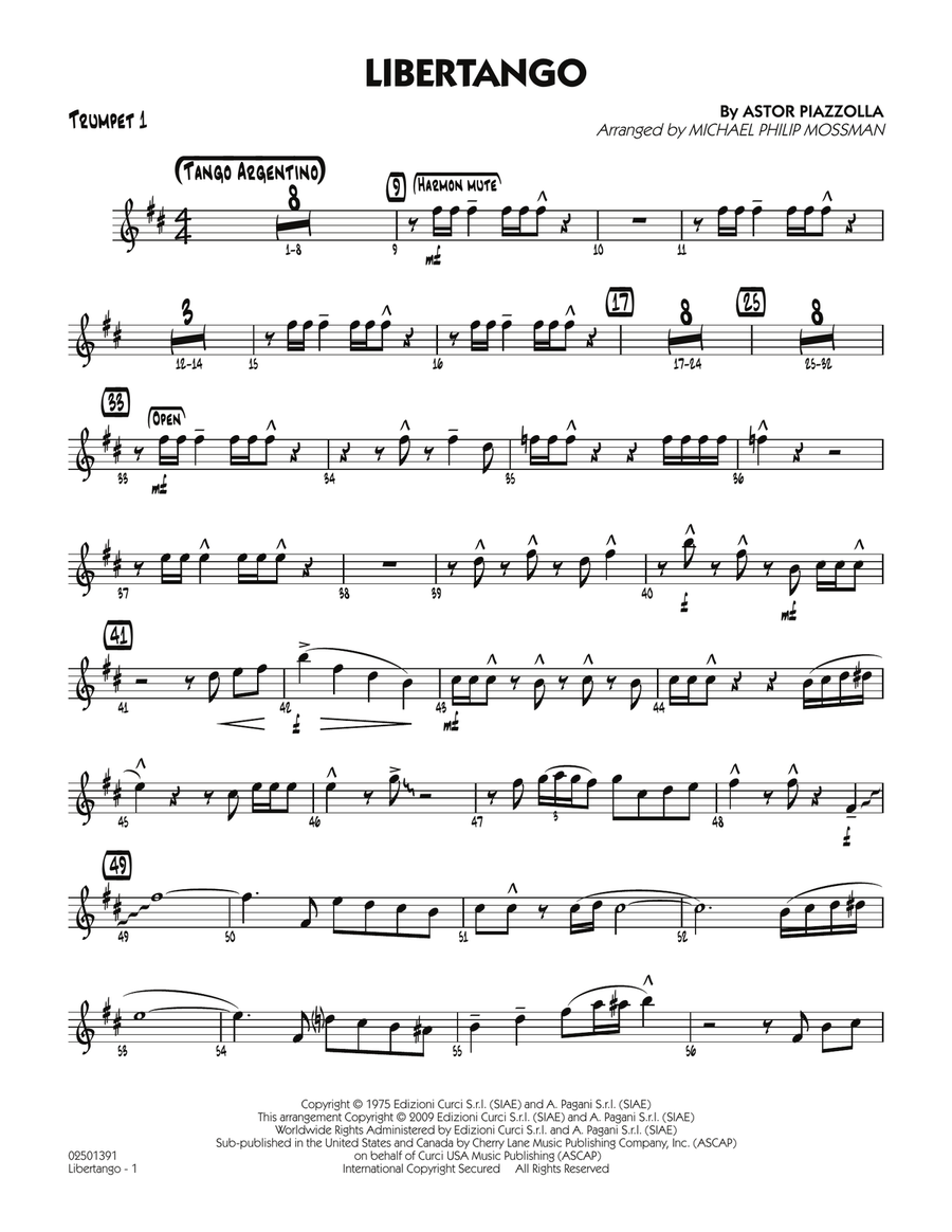 Libertango - Trumpet 1 Jazz Ensemble scores gallery preview page 1