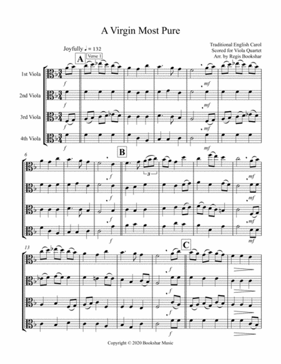 A Virgin Most Pure (F) (Viola Quartet)