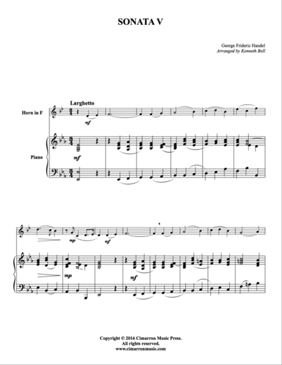 Sonata V Piano Accompaniment scores gallery preview page 2