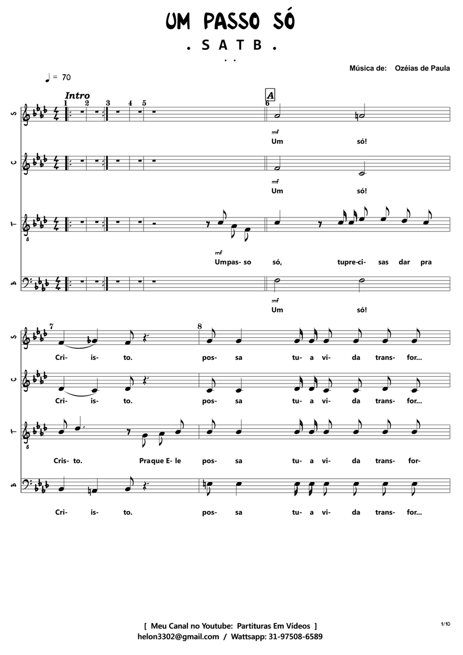 Um Passo Só Um Passo Só 4-Part scores gallery preview page 1