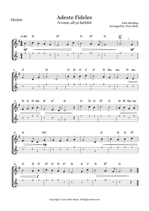 Adeste Fideles (O Come, All Ye Faithful) - ukulele tab