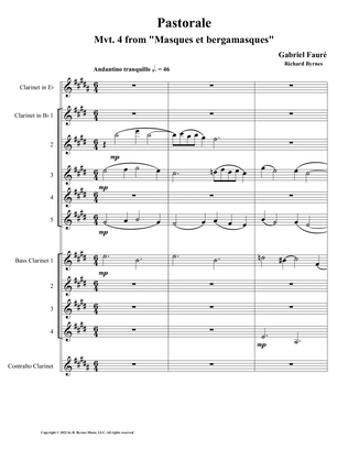 Pastorale from "Masques et Bergamasques", Op. 112 (Clarinet Choir)