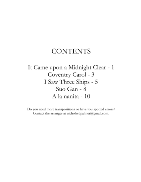 Five Easy Christmas Carol Arrangements for Various Quartets - volume 5