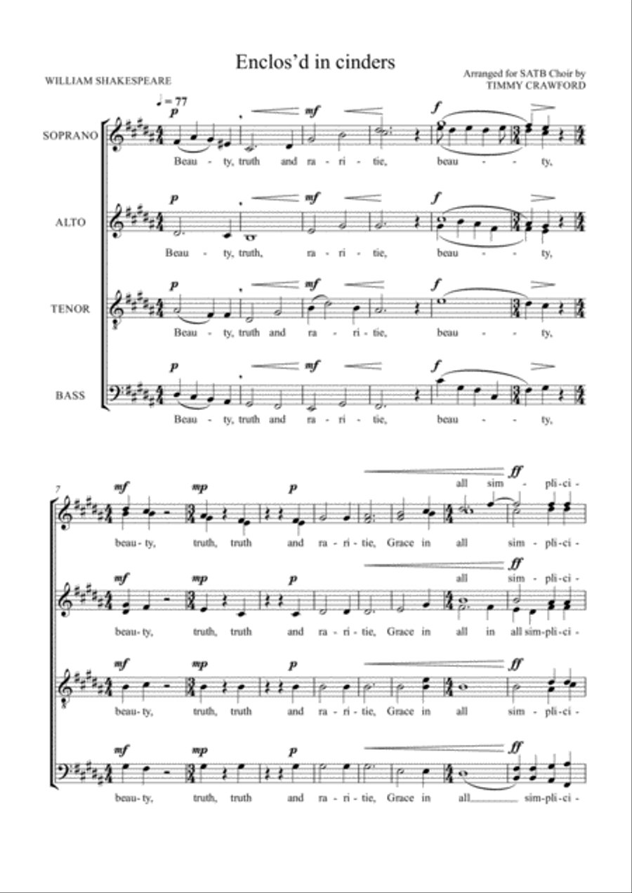 Enclos'd In Cinders Enclos'd In Cinders 4-Part scores gallery preview page 1