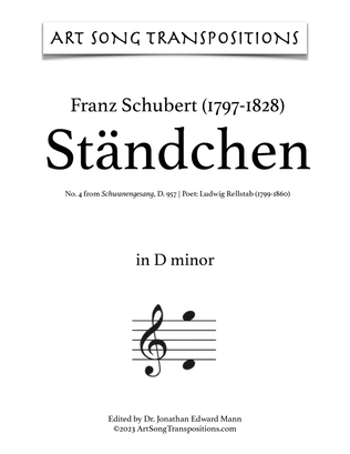 SCHUBERT: Ständchen, D. 957 no. 4 (transposed to 6 keys: D, C-sharp, C, B, B-flat, A minor)