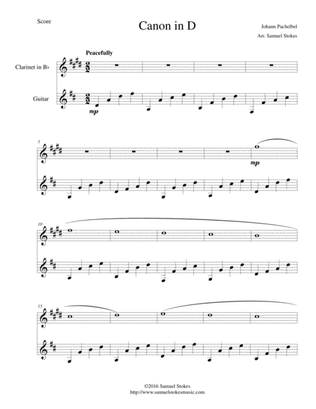 Pachelbel's Canon in D - for Bb clarinet and guitar