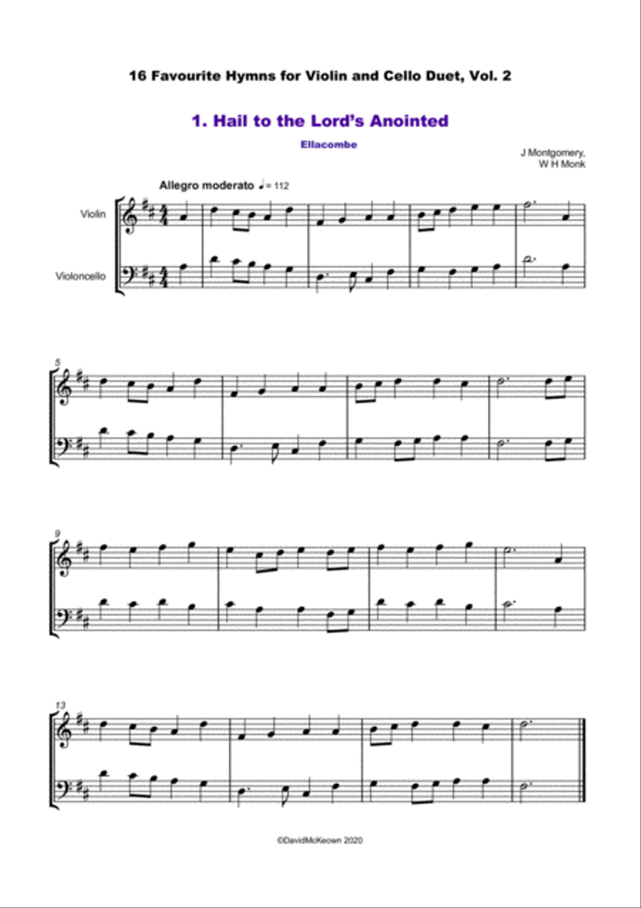 16 Favourite Hymns Vol.2 for Violin and Cello Duet String Duet scores gallery preview page 2