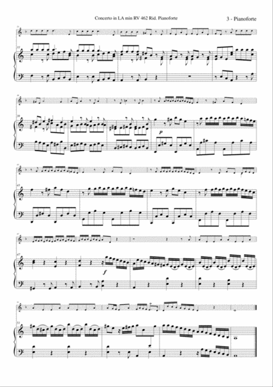A. Vivaldi Concerto in La minore KV 462 riduzione per Ocarina e pianoforte Piano Solo scores gallery preview page 6