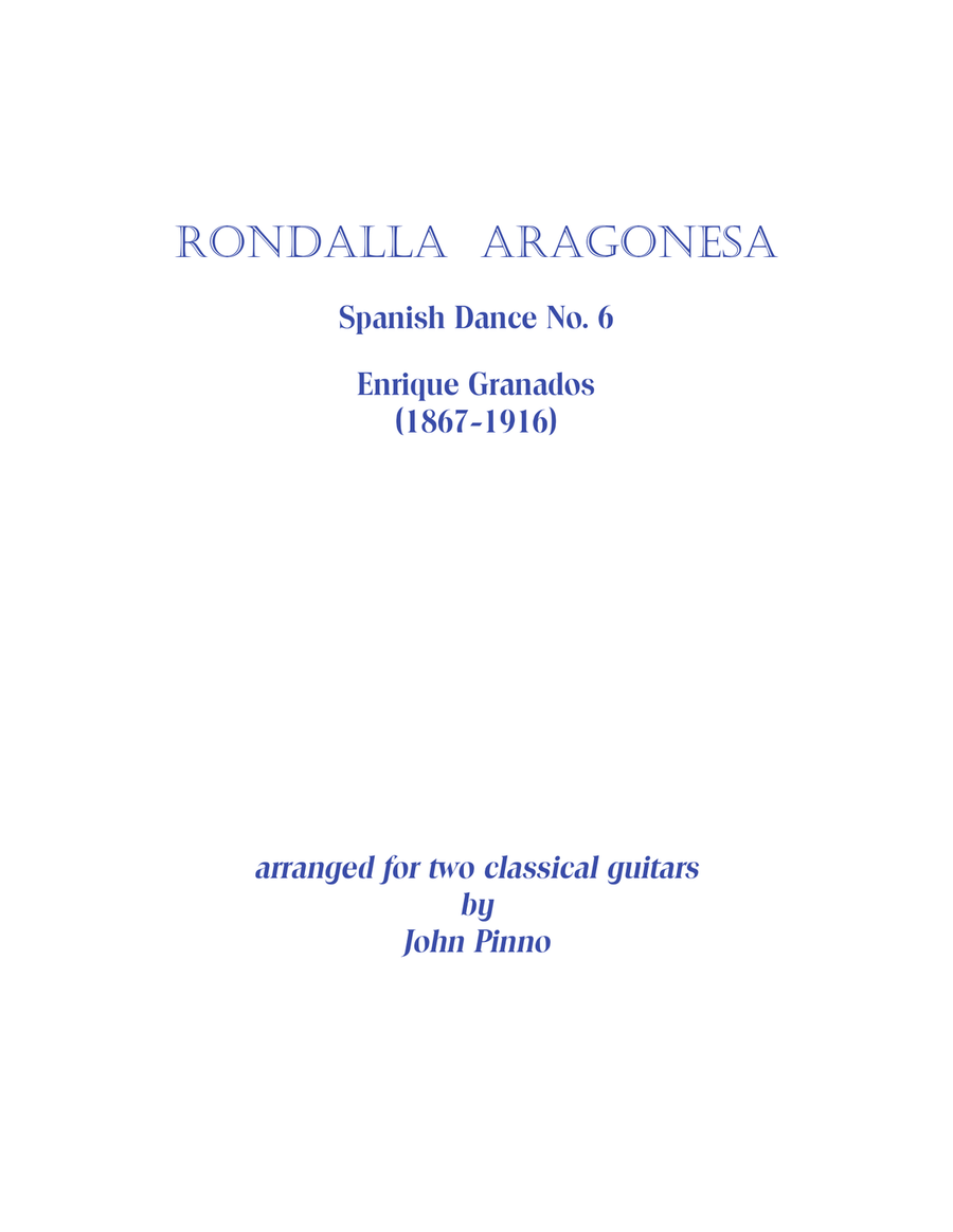 Rondalla Aragonesa (Spanish Dance No. 6) Enrique Granados arr. for two classical guitars Acoustic Guitar scores gallery preview page 1