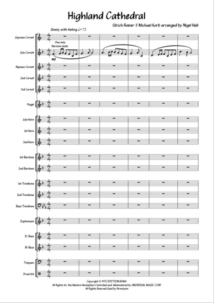 Highland Cathedral Brass Band scores gallery preview page 3
