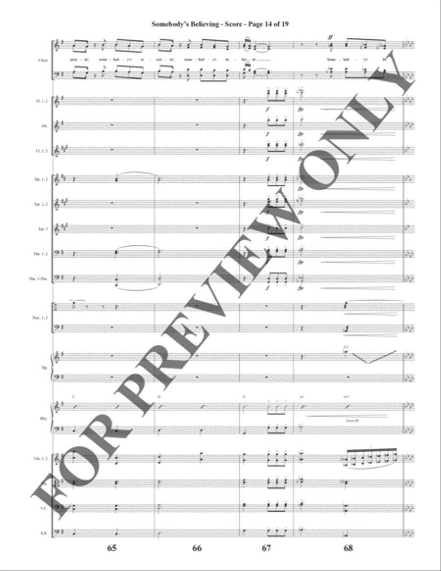 Somebody's Believing - Orchestration Choir scores gallery preview page 15