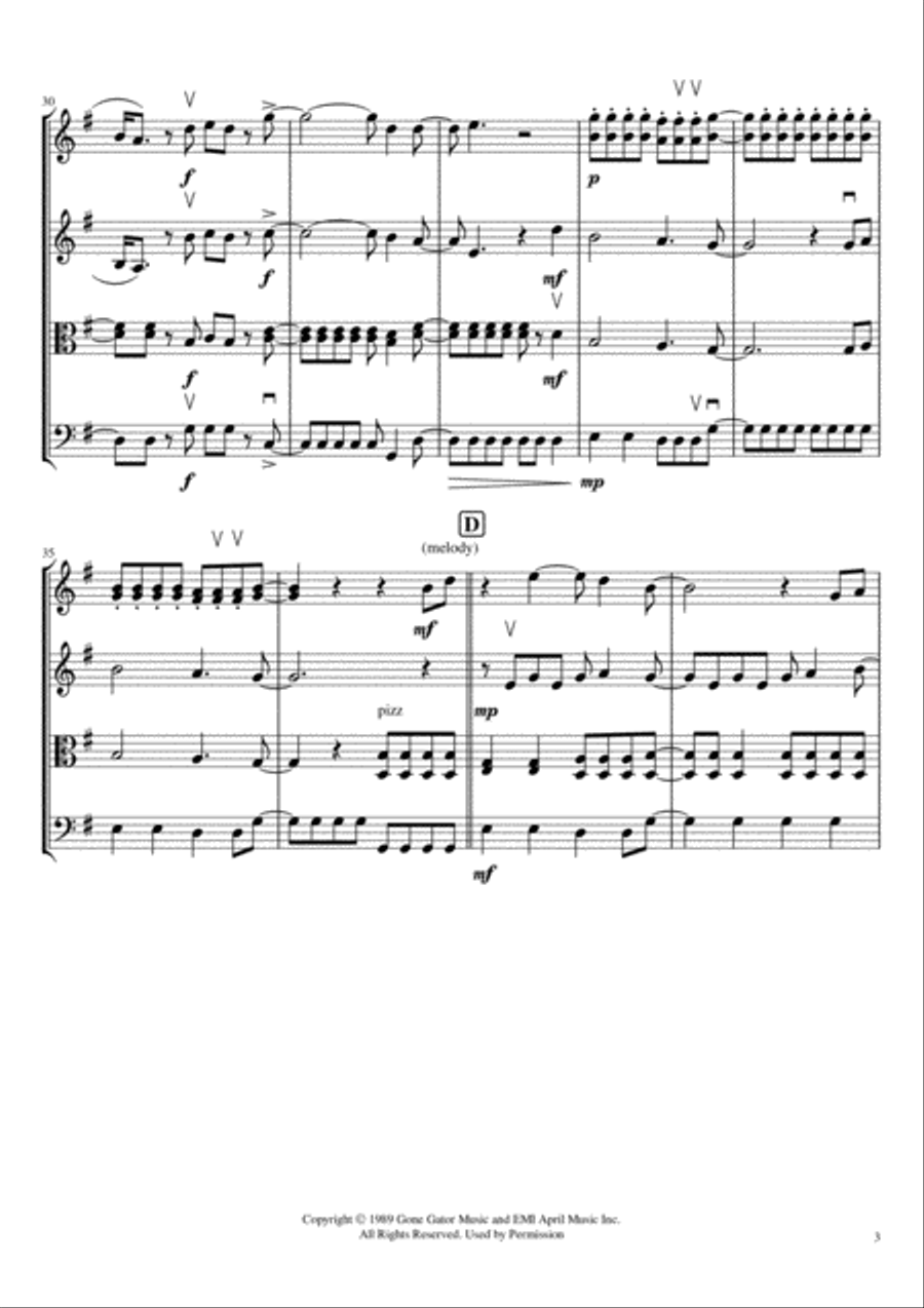 I Won't Back Down String Quartet scores gallery preview page 3