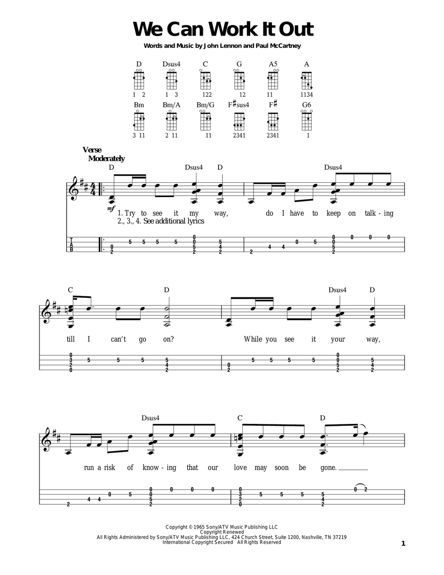 We Can Work It Out Mandolin scores gallery preview page 1