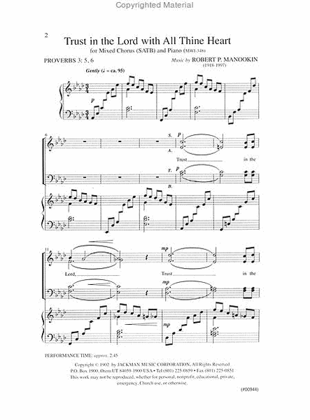 Trust in the Lord with All Thine Heart - SATB - Manookin image number null