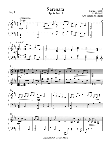 Serenata, Op. 6, No 1, Harp I image number null