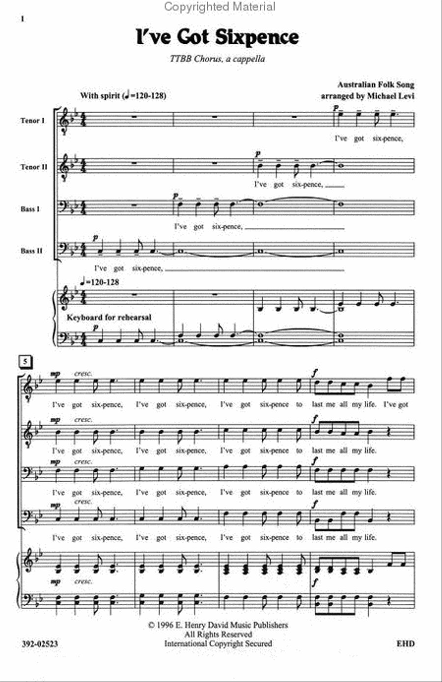 I've Got Sixpence TTBB scores gallery preview page 2